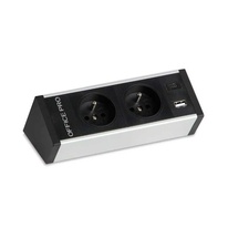 HOBIS zásuvkový panel pevný na hranu stolu, černý PECZ B 002