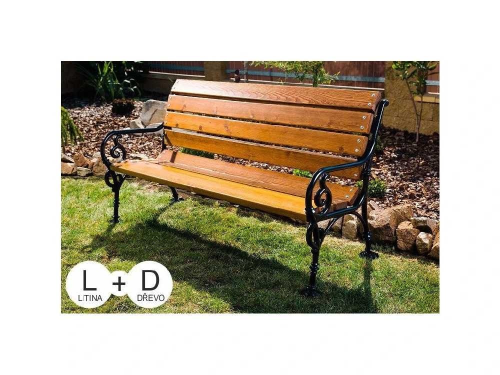 Parková lavička P4 1500 mm s jasanovými prkny a litinovou konstrukcí