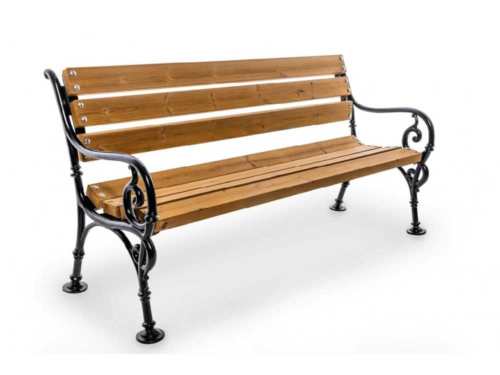 Parková lavička borovice P3 1200 mm s litinovou konstrukcí