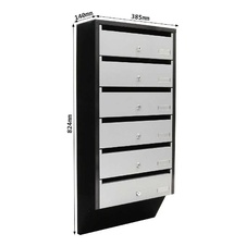 Rottner Depot 6 set poštovních schránek, stříbrno-černá