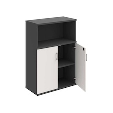 HOBIS kancelářská policová skříň - SZ 3 80 02, zámek Huwill, antracit-bílá