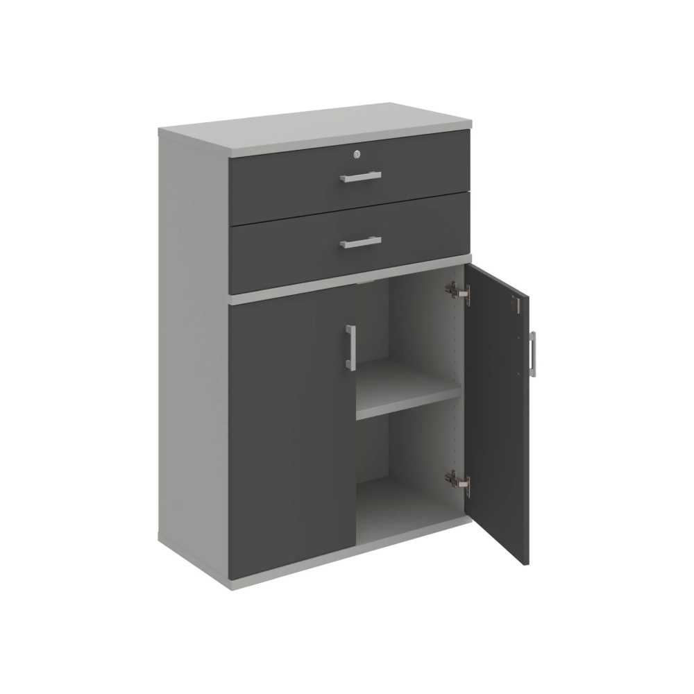 HOBIS kancelářská policová skříň - SZ 3 80 03, zámek Huwill, šedá-antracit