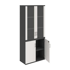 HOBIS kancelářská policová skříň - SZ 5 80 09, zámek Huwill, antracit-bílá