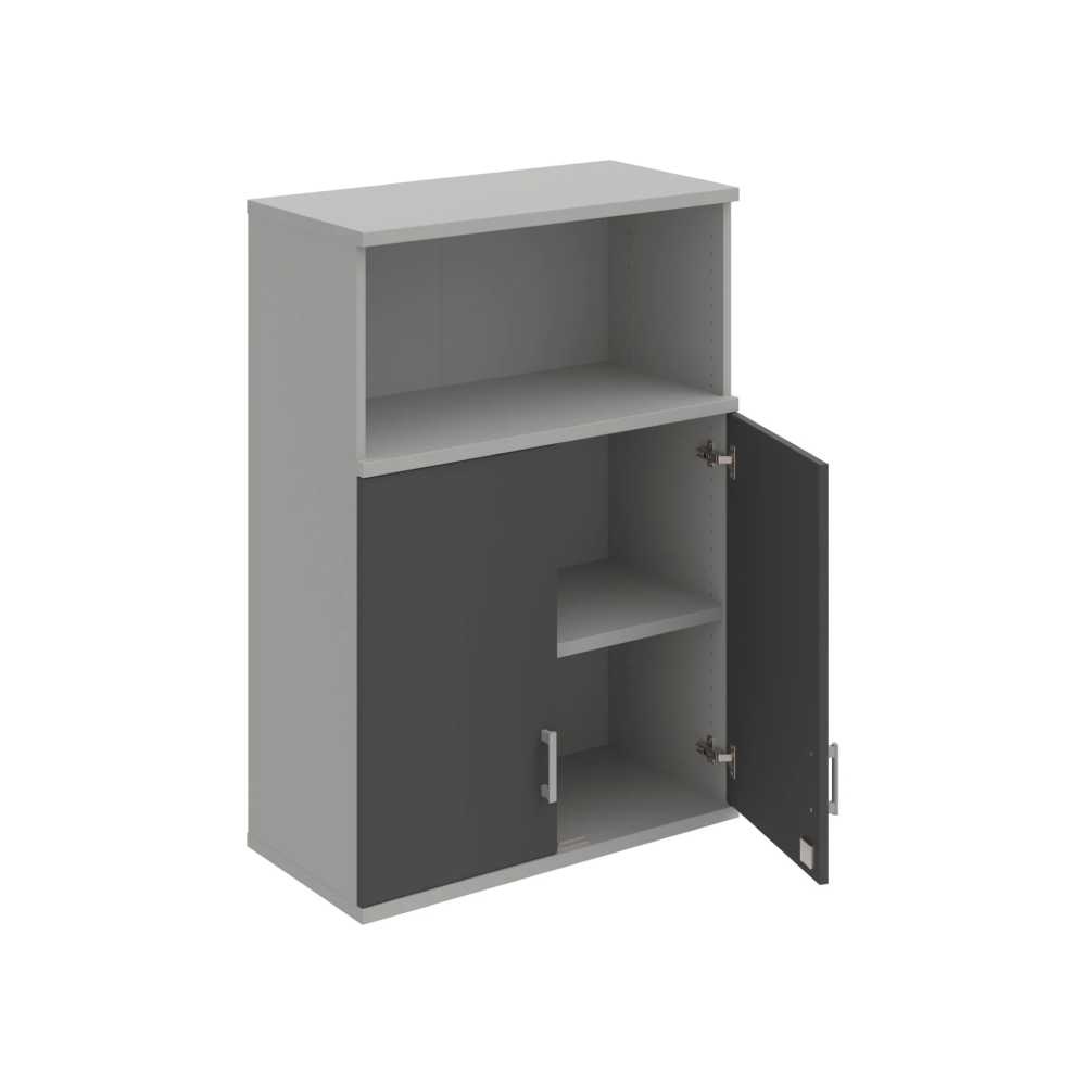 HOBIS kancelářská policová skříň horní - SZ 3 80 02 H, zámek Huwill, šedá-antracit