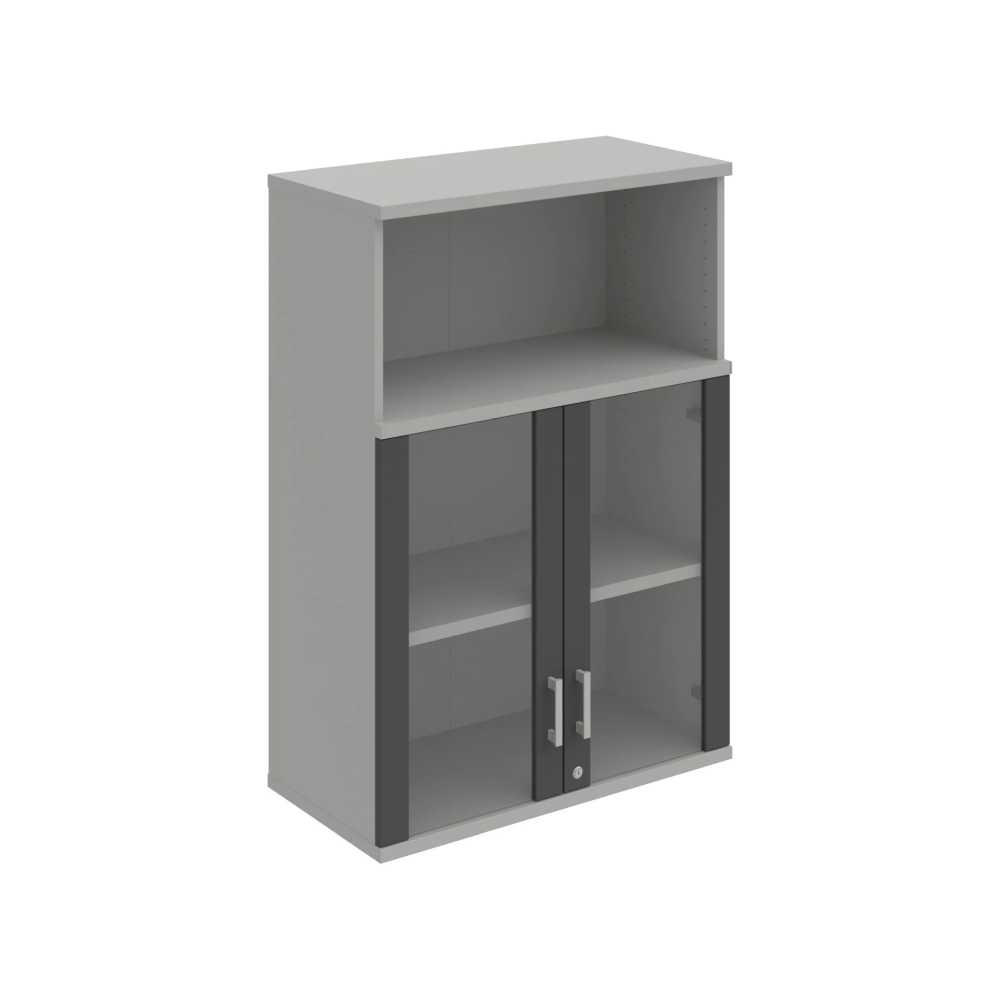 HOBIS kancelářská policová skříň horní - SZ 3 80 05 H, zámek Huwill, šedá-antracit