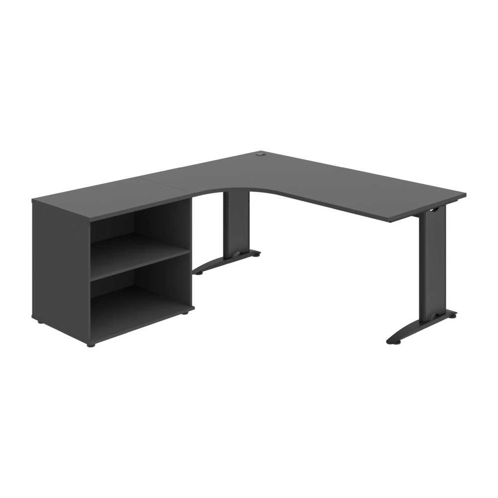HOBIS kancelářský stůl pracovní tvarový, ergo pravý - FE 1800 60 H P, antracit