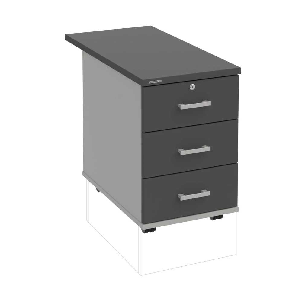 HOBIS kontejner K 33 Z N 80, 3 zásuvky, léta napříč, 80 cm, šedá-antracit