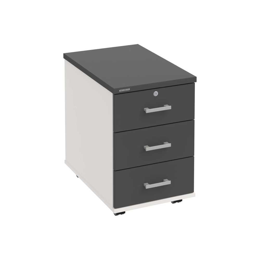 HOBIS kontejner K 33 Z N, 3 zásuvky, léta napříč, 60 cm, bílá-antracit