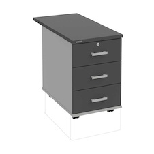 HOBIS kontejner K 33 Z P 80, 3 zásuvky, léta podél, 80 cm, šedá-antracit