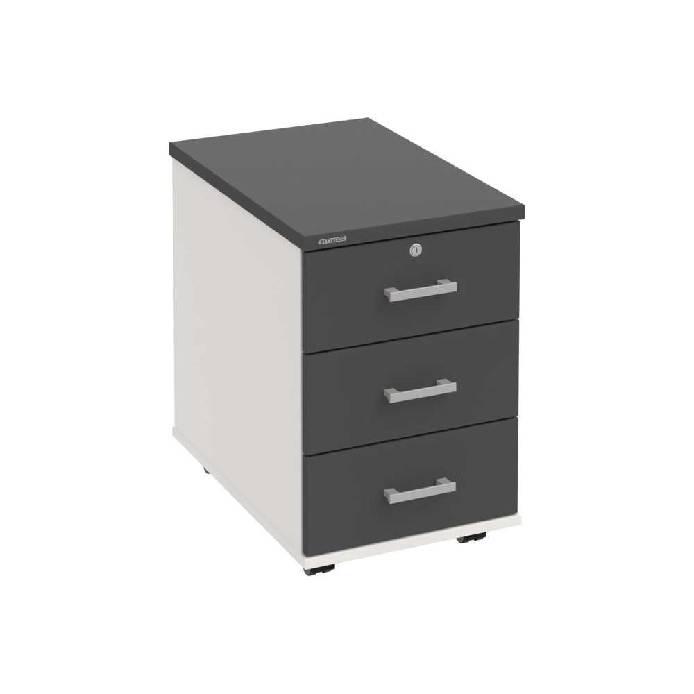 HOBIS kontejner K 33 Z P, 3 zásuvky, léta podél, 60 cm, bílá-antracit