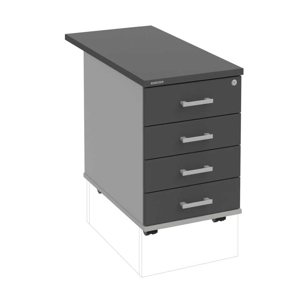 HOBIS kontejner K 34 C P 80, 4 zásuvky, léta podél, 80 cm, dekor šedá-antracit