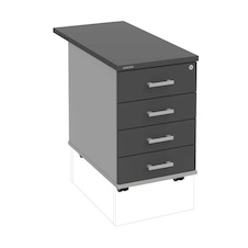 HOBIS kontejner K 34 C P 80, 4 zásuvky, léta podél, 80 cm, dekor šedá-antracit