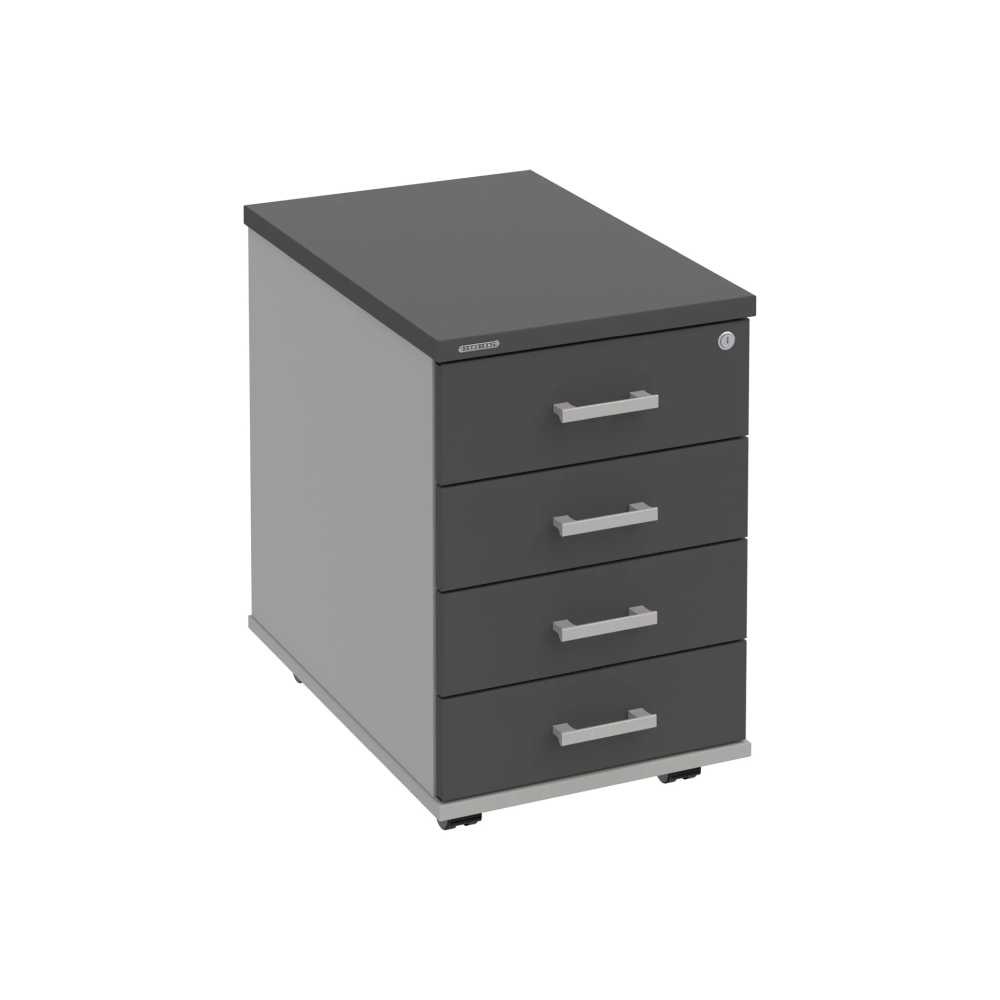HOBIS kontejner K 34 C P, 4 zásuvky, léta podél, 60 cm, šedá-antracit