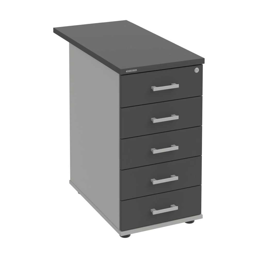 HOBIS kontejner K 35 C N 80, 5 zásuvek, léta napříč, 80 cm, šedá-antracit