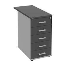 HOBIS kontejner K 35 C N 80, 5 zásuvek, léta napříč, 80 cm, šedá-antracit