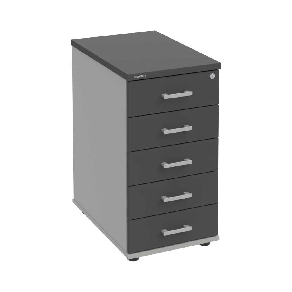 HOBIS kontejner K 35 C N, 5 zásuvek, léta napříč, 60 cm, šedá-antracit