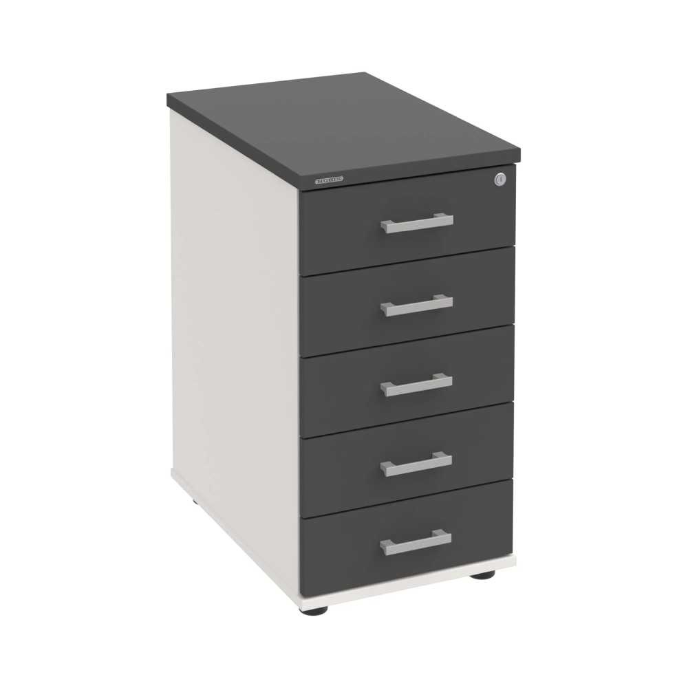 HOBIS kontejner K 35 C N, 5 zásuvek, léta napříč, 60 cm, bílá-antracit