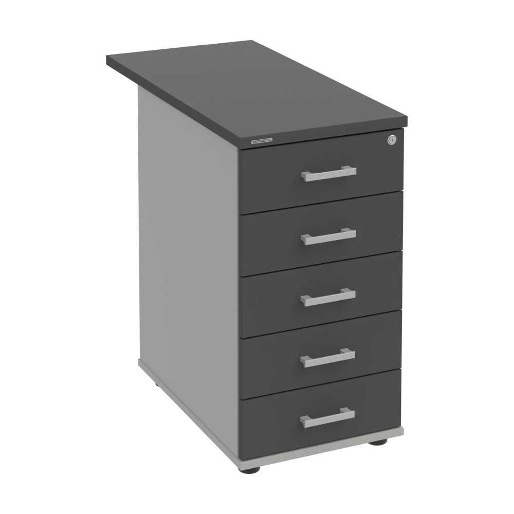 HOBIS kontejner K 35 C P 80, 5 zásuvek, léta podél, 80 cm, šedá-antracit