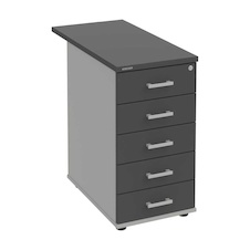 HOBIS kontejner K 35 C P 80, 5 zásuvek, léta podél, 80 cm, šedá-antracit