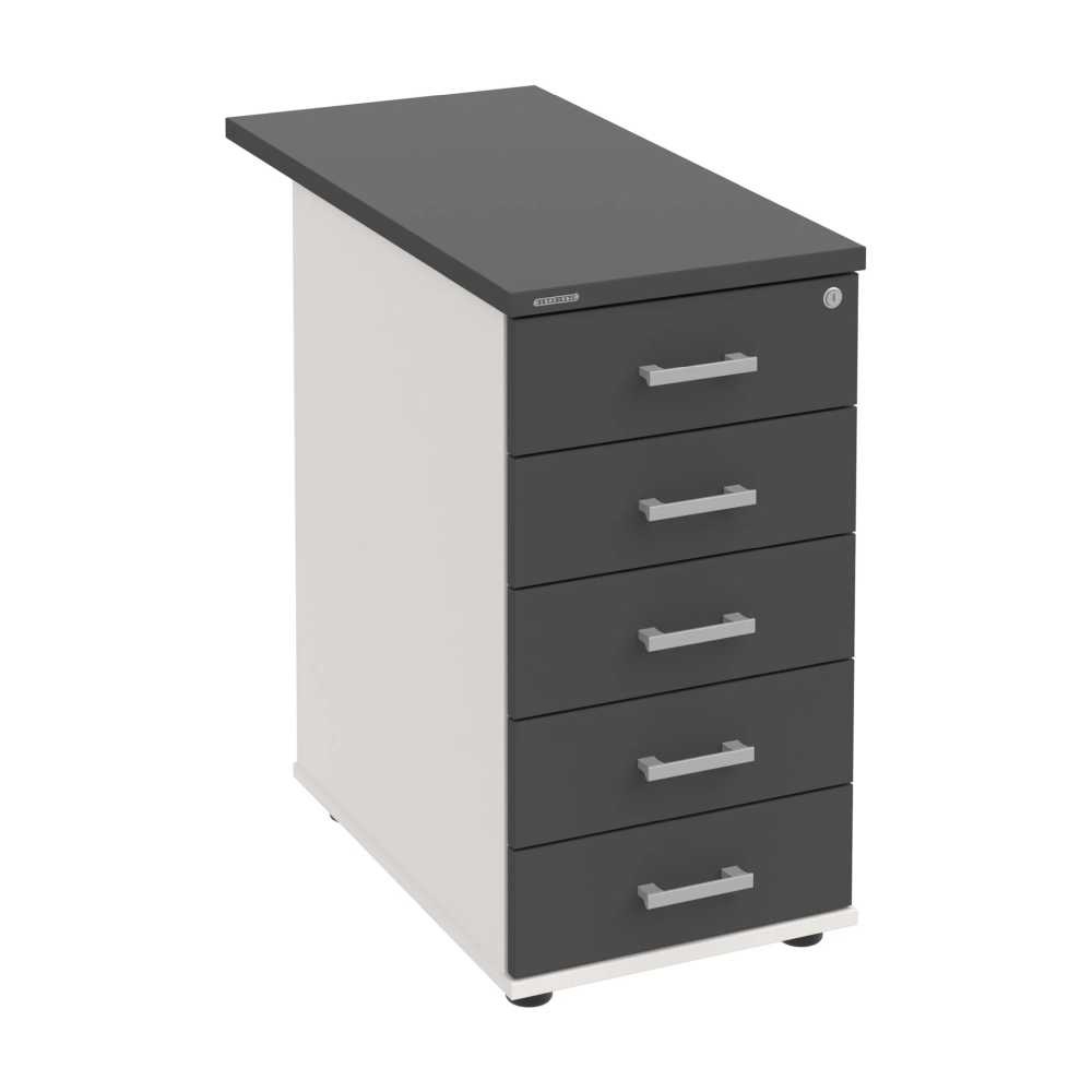 HOBIS kontejner K 35 C P 80, 5 zásuvek, léta podél, 80 cm, bílá-antracit