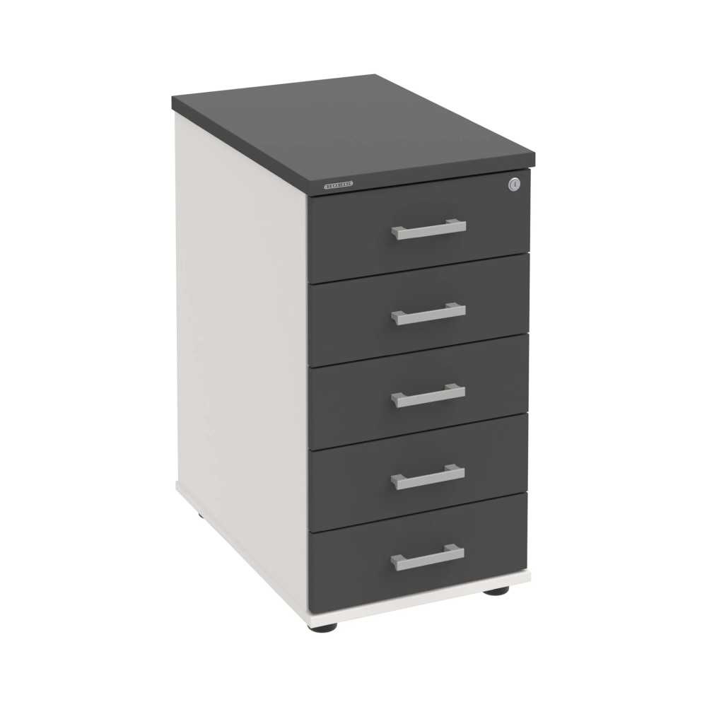 HOBIS kontejner K 35 C P, 5 zásuvek, léta podél, 60 cm, bílá-antracit