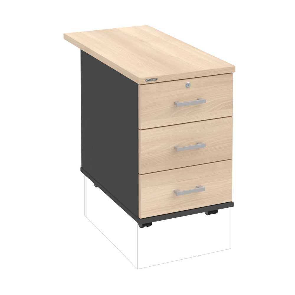 HOBIS kontejner K 33 Z P 80, 3 zásuvky, léta podél, 80 cm, antracit-akát