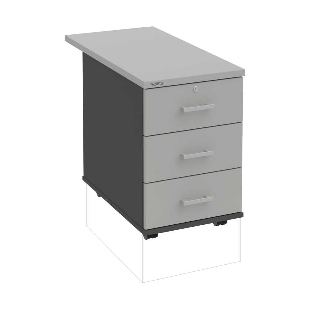 HOBIS kontejner K 33 Z N 80, 3 zásuvky, léta napříč, 80 cm, antracit-šedá
