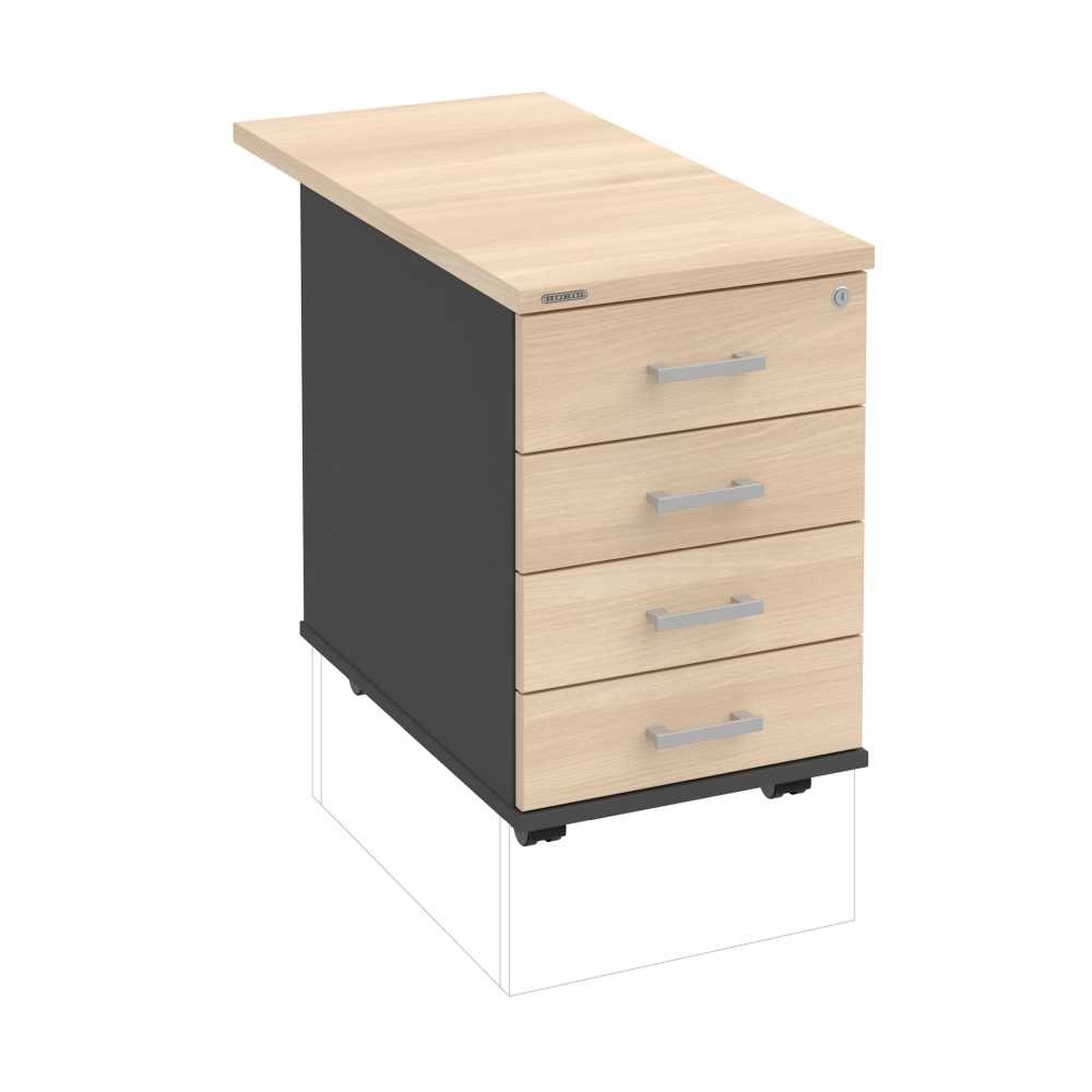 HOBIS kontejner K 34 C N 80, 4 zásuvky, léta napříč, 80 cm, antracit-akát
