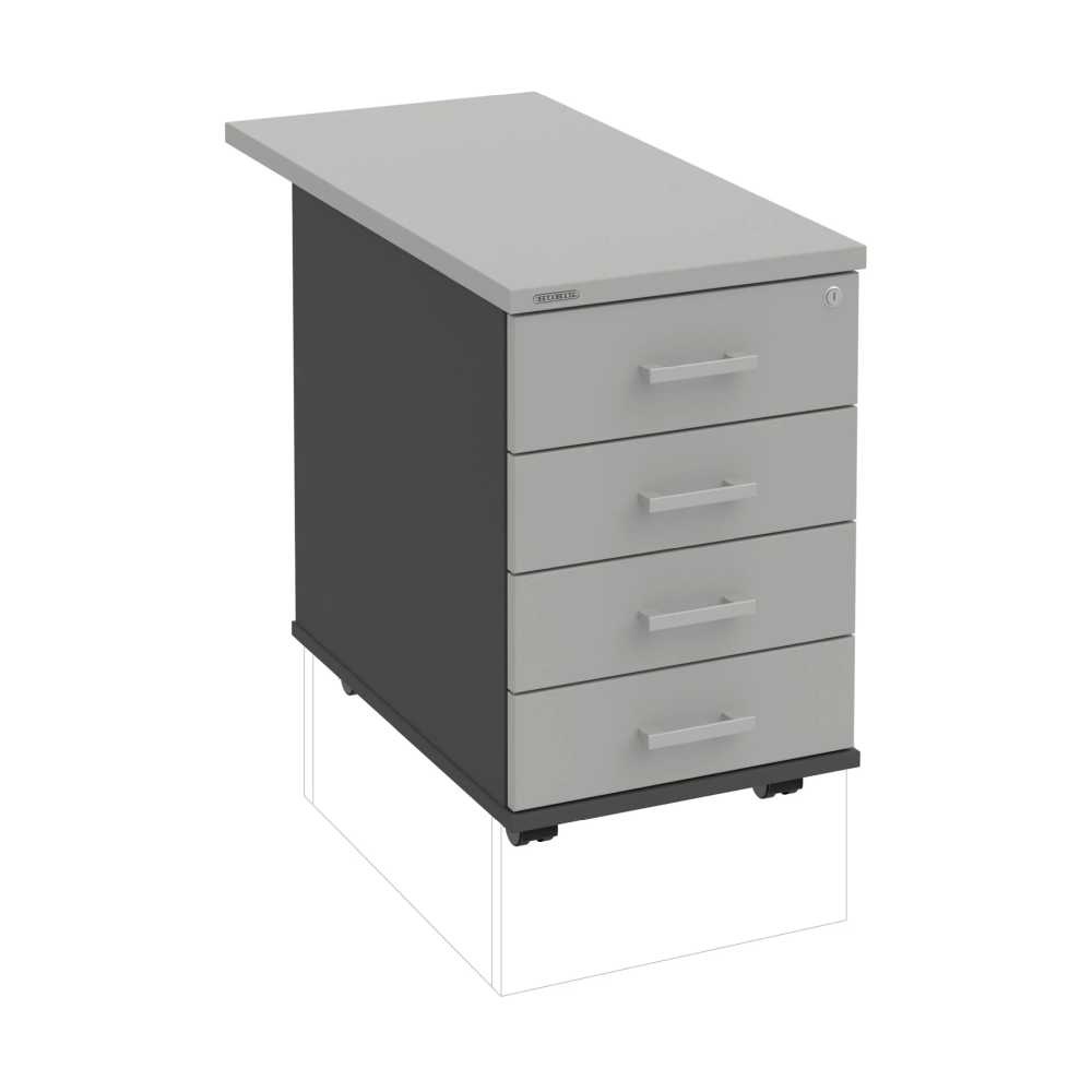 HOBIS kontejner K 34 C N 80, 4 zásuvky, léta napříč, 80 cm, antracit-šedá