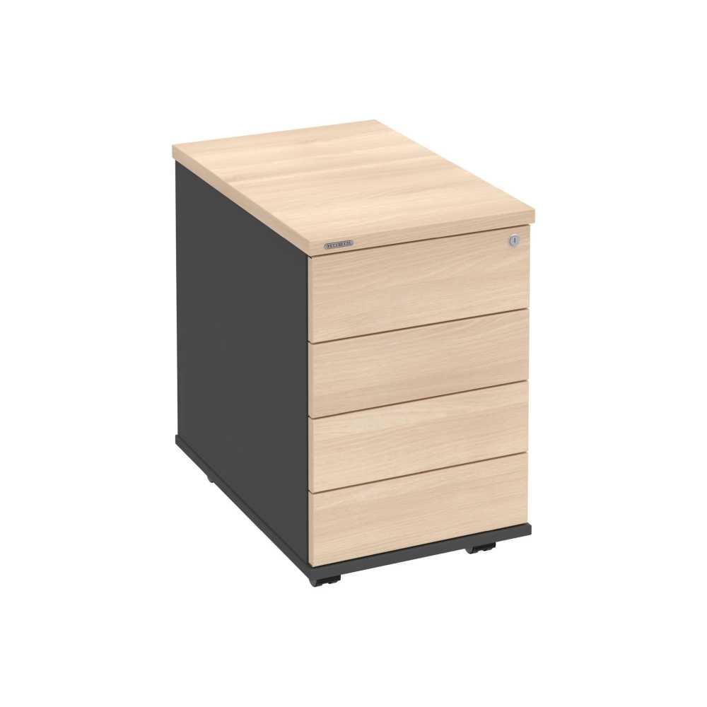 HOBIS kontejner K 34 C PTO N, 4 zásuvky, léta napříč, 60 cm, antracit-akát