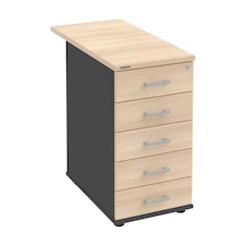 HOBIS kontejner K 35 C N 80, 5 zásuvek, léta napříč, 80 cm, antracit-akát