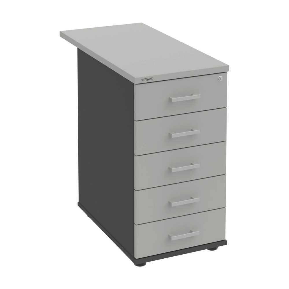 HOBIS kontejner K 35 C N 80, 5 zásuvek, léta napříč, 80 cm, antracit-šedá