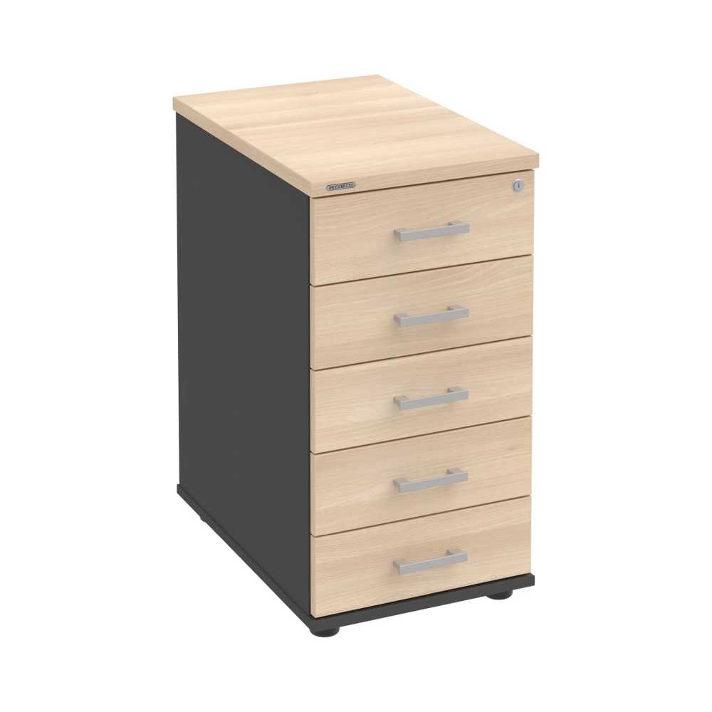 HOBIS kontejner K 35 C N, 5 zásuvek, léta napříč, 60 cm, antracit-akát