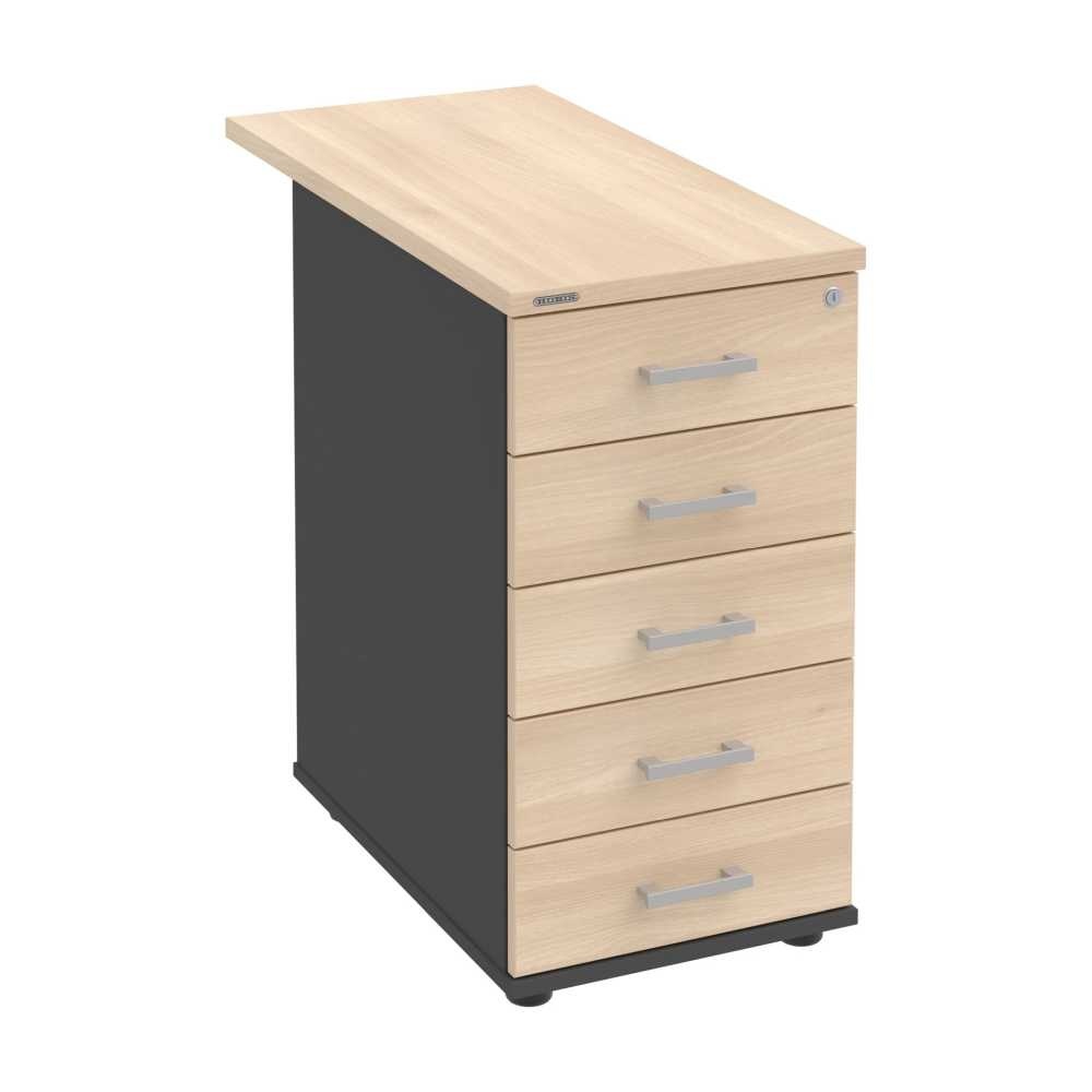 HOBIS kontejner K 35 C P 80, 5 zásuvek, léta podél, 80 cm, antracit-akát