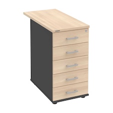 HOBIS kontejner K 35 C P 80, 5 zásuvek, léta podél, 80 cm, antracit-akát