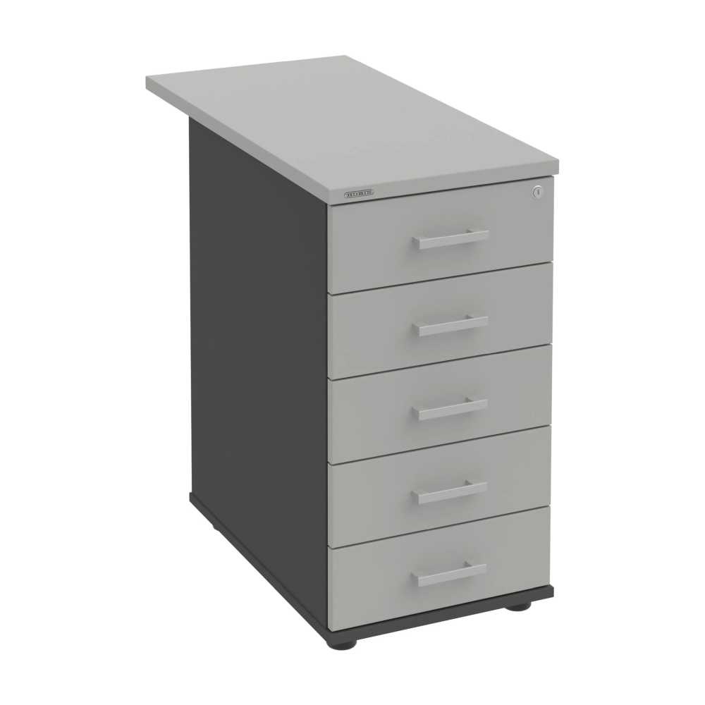 HOBIS kontejner K 35 C P 80, 5 zásuvek, léta podél, 80 cm, antracit-šedá