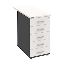 HOBIS kontejner K 35 C P 80, 5 zásuvek, léta podél, 80 cm, antracit-bílá