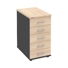 HOBIS kontejner K 35 C P, 5 zásuvek, léta podél, 60 cm, antracit-akát