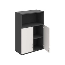 HOBIS kancelářská policová skříň horní - SZ 3 80 02 H, zámek Huwill, antracit-bílá