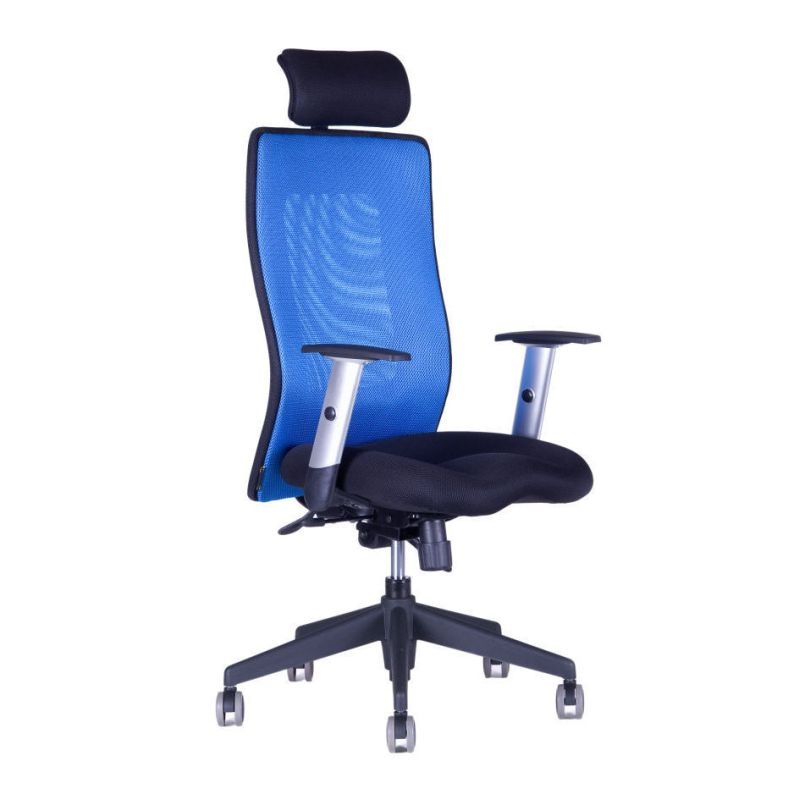 Kancelářská židle CALYPSO GRAND, nastavitelný podhlavník, modrá