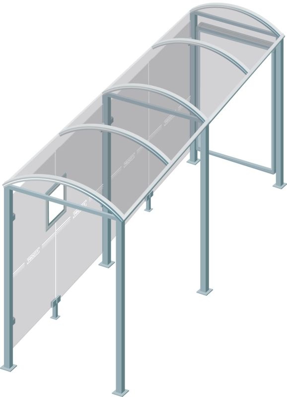 Autobusová zastávka, oboustranná vitríná 1750x1200, délka 5000 mm