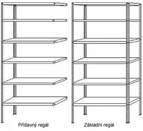 Přístavný regál  2000x1000x450, 6 polic