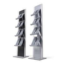 Stojan na letáky Totem stříbrný, hliníkové kapsy A4
